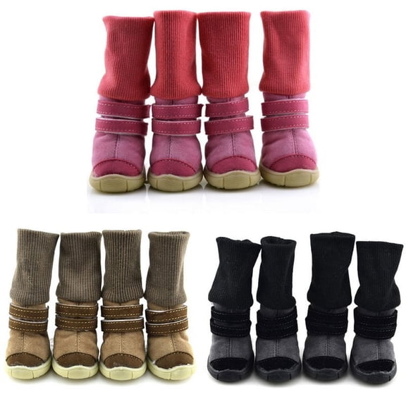 Minzimin 4Pcs Waterproof Pet Dog Boots, Anti-Slip Waterproof Winter Warm PU Dog Shoes, Suitable for Small Medium Large Dog