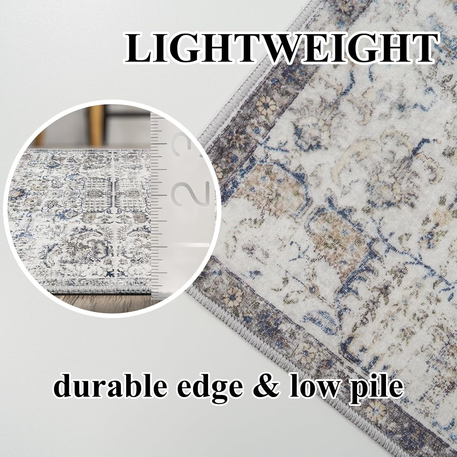RUUGME Hallway Washable Runner Rug - 2'6x12 Kitchen Runner Rugs with Non Slip Backing Indoor Farmhouse Carpets for Living Room Bedroom