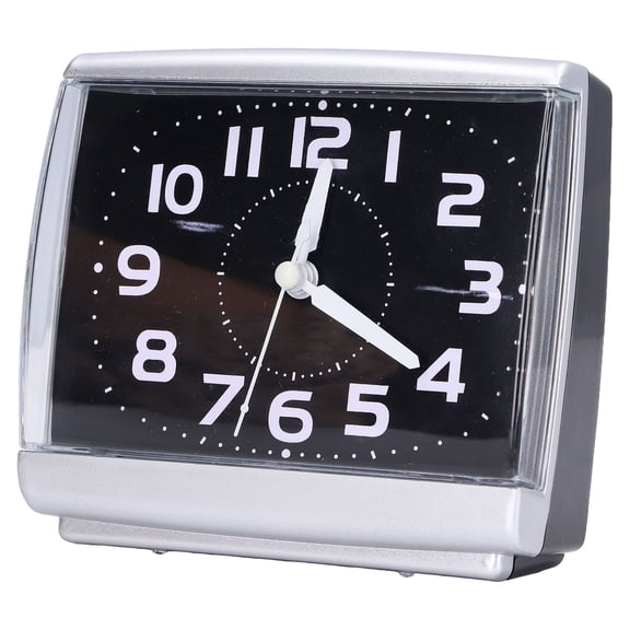 Suodoka Square Silent Alarm Clock 4.5 x 4.2 Inches / 11.3 x 10.5 cm Non Ticking Battery Operated Quiet Desktop Clock for Student Bedroom Nightstand Office School Home Decoration Gift Black