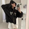 thumbnail image 1 of -Chaqueta cortavientos con lazo Y2k de gran tamaño para mujer, ropa de calle con capucha, prendas de vestir de verano, chaqueta de protección solar, abrigos estéticos, 1 of 5
