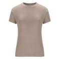 thumbnail image 5 of Njagoc3 Don't Miss Out! Ladies' Fashionable Solid Color Round Neck Short Sleeve T - Shirt for Summer, 5 of 6