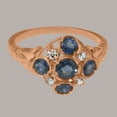 thumbnail image 6 of LBG British Made 10k Rose Gold ring with Natural Sapphire & Cubic Zirconia Womens Statement Ring - 33 size options - Size 11.25, 6 of 7