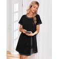 thumbnail image 4 of Ekouaer Cotton Nightgowns for Women 3 Pack Night Gown Short Sleeve Sleepshirts V Neck Sleepwear Soft Tshirt Pajama Dress, 4 of 6