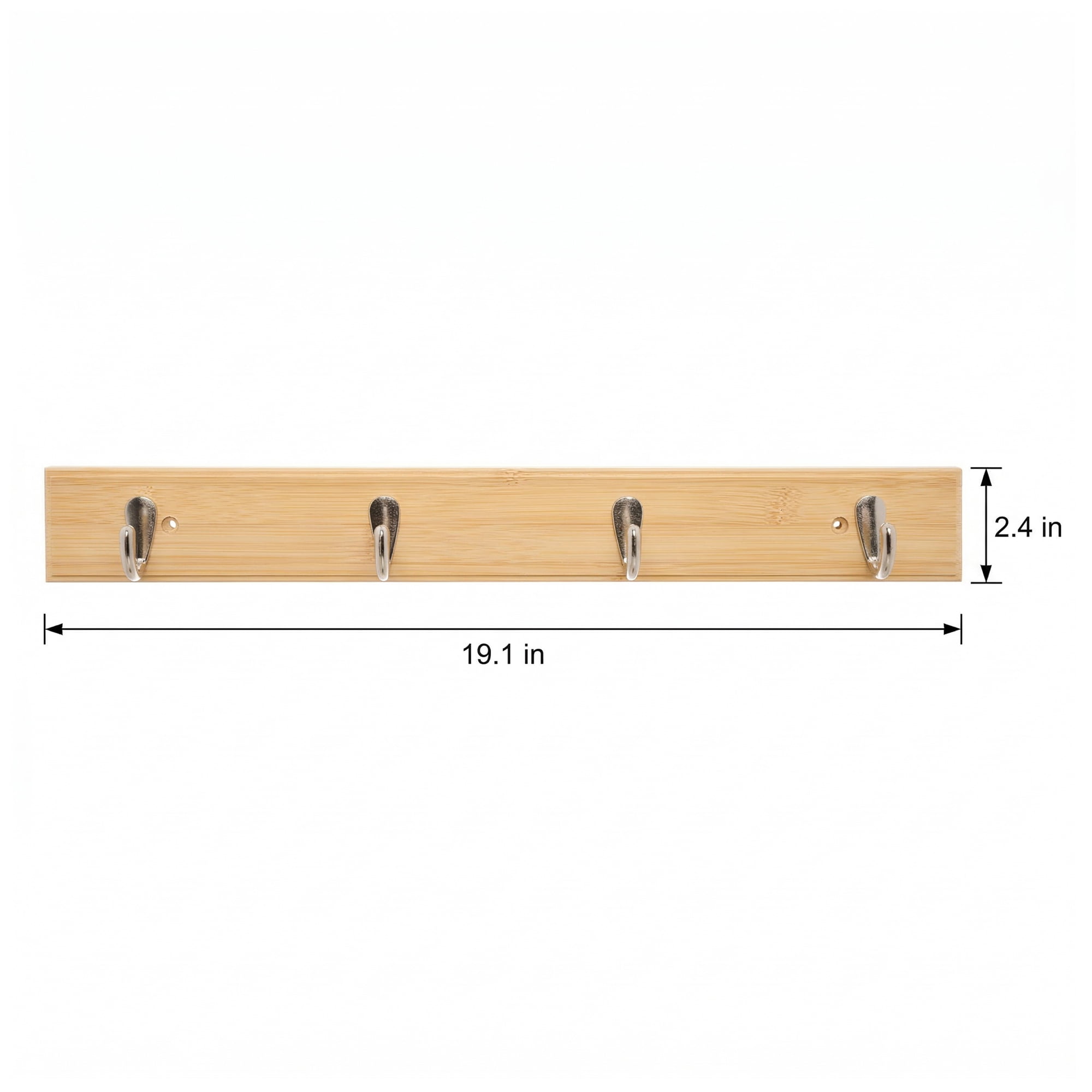 Unique Bargains Coat Rack Wall Mount Wood Hook Hat Rack for Entryway Natural 19.1"x2.4"