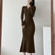 thumbnail image 4 of Vestidos Para Mujer Temperamento Elegante de Punto Split Trendyable Erogenous One-Word Collar Slim Tube Top Sin Mangas Midi Falda Odeerbi  ODB186513, 4 of 7