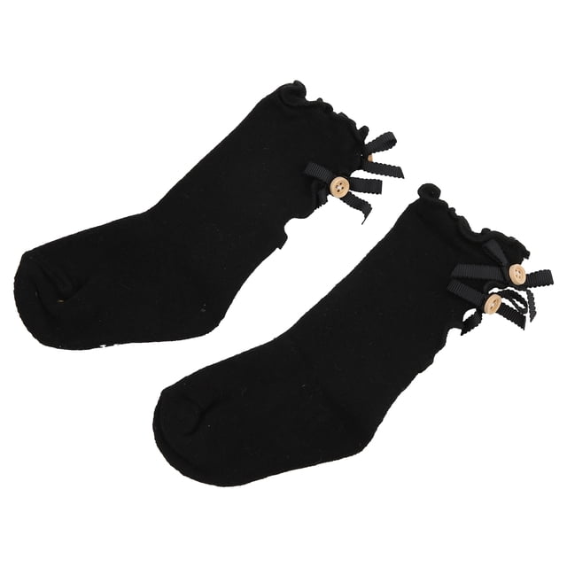 Calcetines Con Lazo De Princesa, Atractivos, Encantadores, Exquisitos, Diseños Coloridos, 75% Algodón, Calcetines Para Niños, Suaves Y Transpirables Para El Hogar OTVIAP Negro