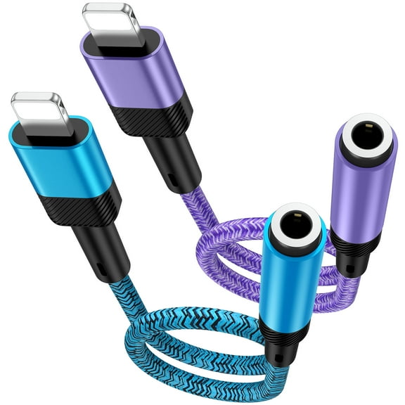 iPhone Headphone Adapter,Support Calls,2Pack iPhone Aux Dongle Cord 3.5mm Headphone Jack Adapter Converter Braided Earbuds Splitter Adaptor Audio Jack Cable Compatible with iPhone 14 13Pro Max