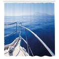 thumbnail image 3 of Ambesonne Navy Shower Curtain, Boat Yacht Ocean Scenery, 69"Wx84"L, Navy Blue and White, 3 of 3