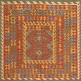 thumbnail image 1 of Ahgly Company Machine Washable Indoor Square Contemporary Orange Red Area Rugs, 3' Square, 1 of 7