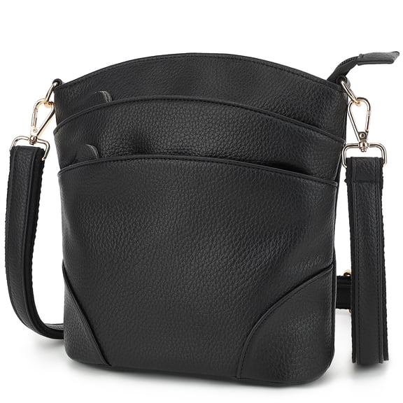 MIRZEE Women's PU Leather Crossbody Purse, Small Shoulder Handbag with Adjustable Strap, Double Compartments Zipper Casual Daily Shoulder Bag