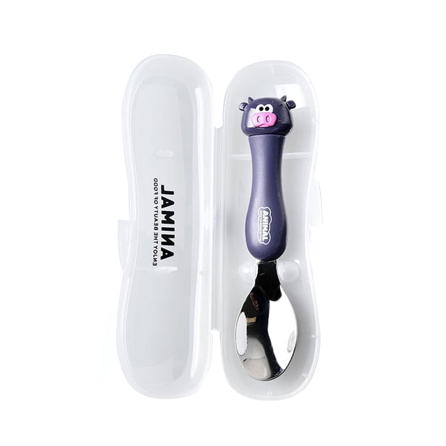 Children Stainless Steel Spoons Students Cute Portable Tableware Lovely Cartoon Animal Spoons