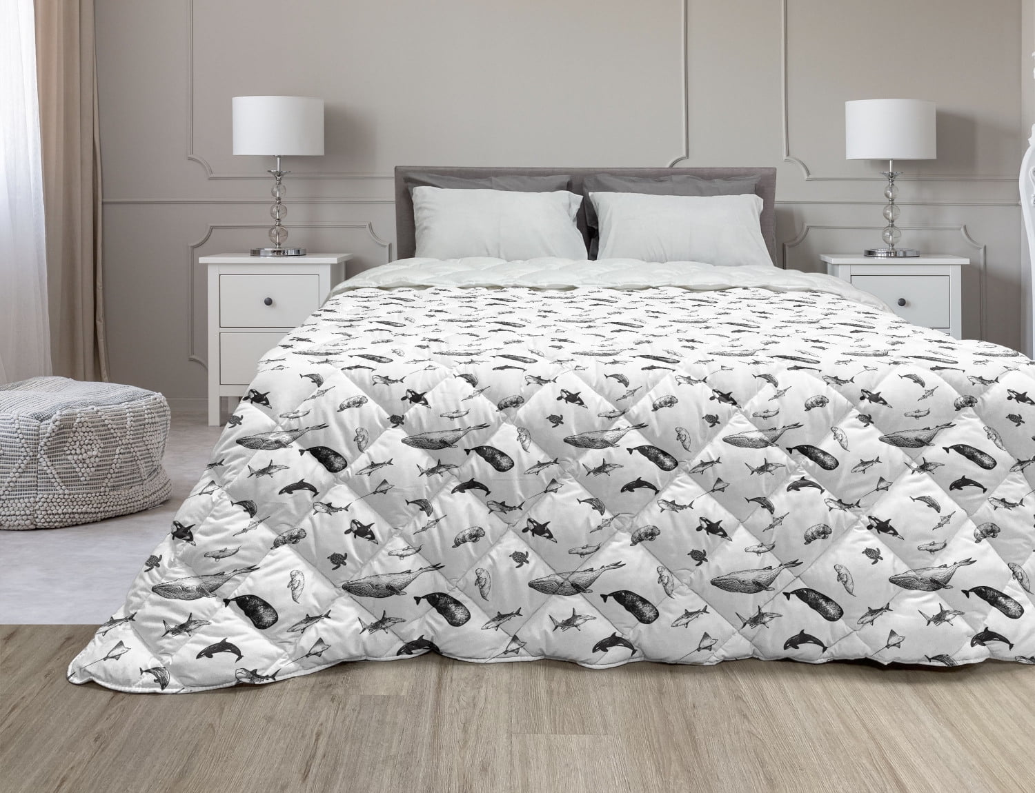 Floral Down Alternative Comforter, Birds Cages Roses and Leaves