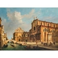 thumbnail image 2 of Luigi Querena 14x11 Black Ornate Wood Framed Double Matted Museum Art Print Titled: Venice, Campo Santi Giovanni and Paolo (1863), 2 of 5