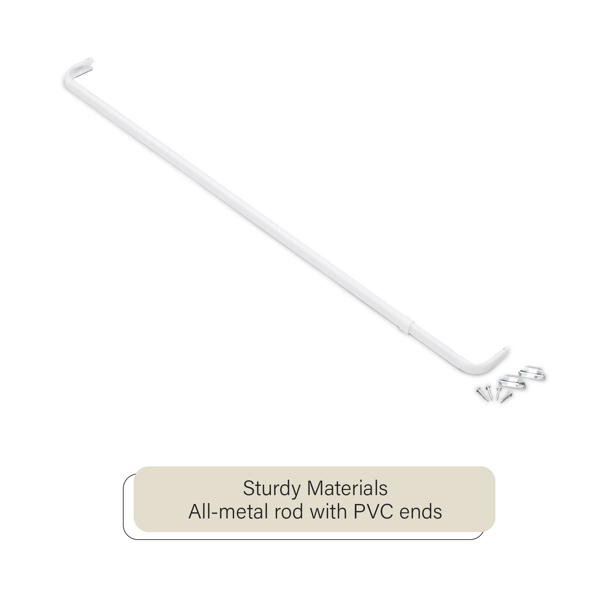 Achim Fantasia White Single Curtain Rod, 66-120", 2.5" Projection