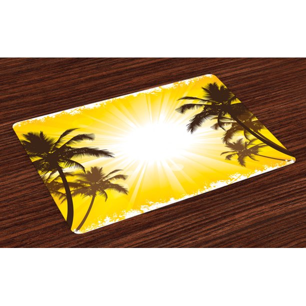 Palm Tree Placemats Set of 4 Holiday Theme A Sunny Tropical Place with