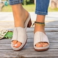 thumbnail image 2 of Npasoilc High Chunky Heel Fish Mouth Sandals for Women,Strappy Metal Buckle Open Toe Summer Beach Slippers with Arch Support Non-Slip Breathable Cushioned for Vacation, 2 of 9