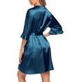 thumbnail image 3 of Ekouaer Women Satin Kimono Robe Valentines Lingerie Ruffle Belted 3/4 Sleeve Bathrobe for Bridesmaids, Wedding & Special Occasions, 3 of 6