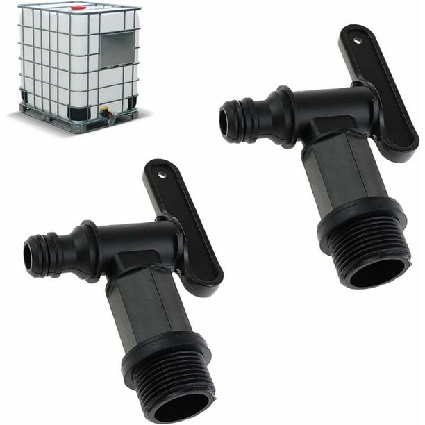 Juego de 2 grifos de tanque trasero de plastico a presion grifos de repuesto de plastico para cisterna de agua de lluvia adaptador de caja de almacenamiento de agua IBC 6d1NKa9AJKL