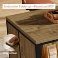 thumbnail image 7 of Finmind 63" Kitchen Island with Storage & Seating, Farmhouse Stationary Island Table with Metal Frame, Large Countertop Coffee Bar Cabinet for Kitchen/Dining Room, Rustic Brown & Black, 7 of 7