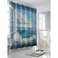 thumbnail image 5 of Coastal Waterproof Fabric Shower Curtain, Window Nautical Beach Blue Seaside Shower Curtain for Bathroom Curtains Bathtubs Hotel Washable Shower Curtains with 12 Hooks Stall 48x72in, 5 of 6