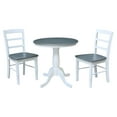 thumbnail image 3 of International Concepts 30" Round Solid Wood Pedestal Dining Table with 2 Madrid Ladder Back Chairs in White/Heather Gray, 3 of 3