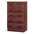 thumbnail image 3 of Pemberly Row Modern 5-Drawer Engineered Wood Chest Dresser with Lock in Mahogany, 3 of 14