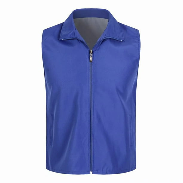 ALSLIAO Chaleco informal para hombre y mujer, chaqueta sin mangas para pesca, deportes al aire libre, azul, XL