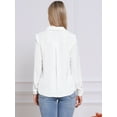 thumbnail image 3 of DARING DIVA Women's Button Down Long Sleeve V Neck Trendy Blouse M White, 3 of 6