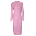thumbnail image 4 of LYXSSBYX Womens Casual Dresses with Sleeves Women Casual Solid Knitting Slimming Hip Wrap Long Sleeve Round-Neck Sweaters Dress, 4 of 6