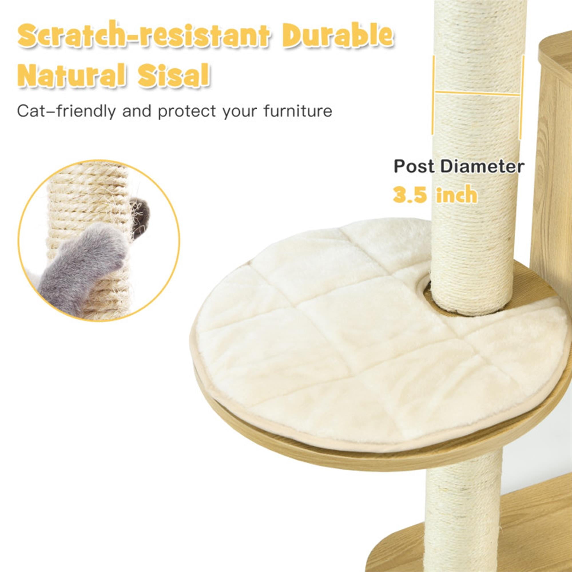 Kadyn 53" Cat Tree Tower for Indoor Cats, 4 Level Cat Condo with Scratching Posts, Removable, Washable Cushions, Beige