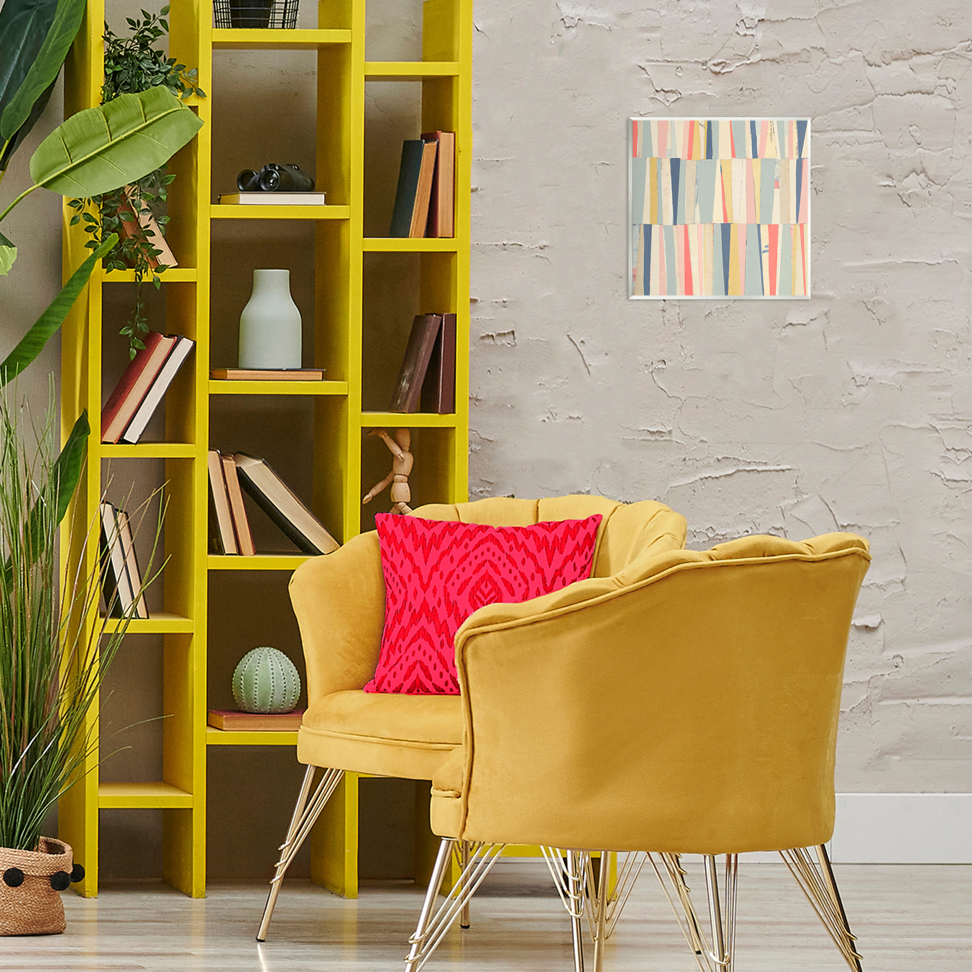 Stupell Industries Pastel Shapes Collage Abstract Painting Unframed Art Print Wall Art, 12 x 12