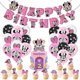 thumbnail image 1 of Juego de decoración para tarta con globos y pancarta para fiesta de cumpleaños de niñas de Minnie, 1 of 5