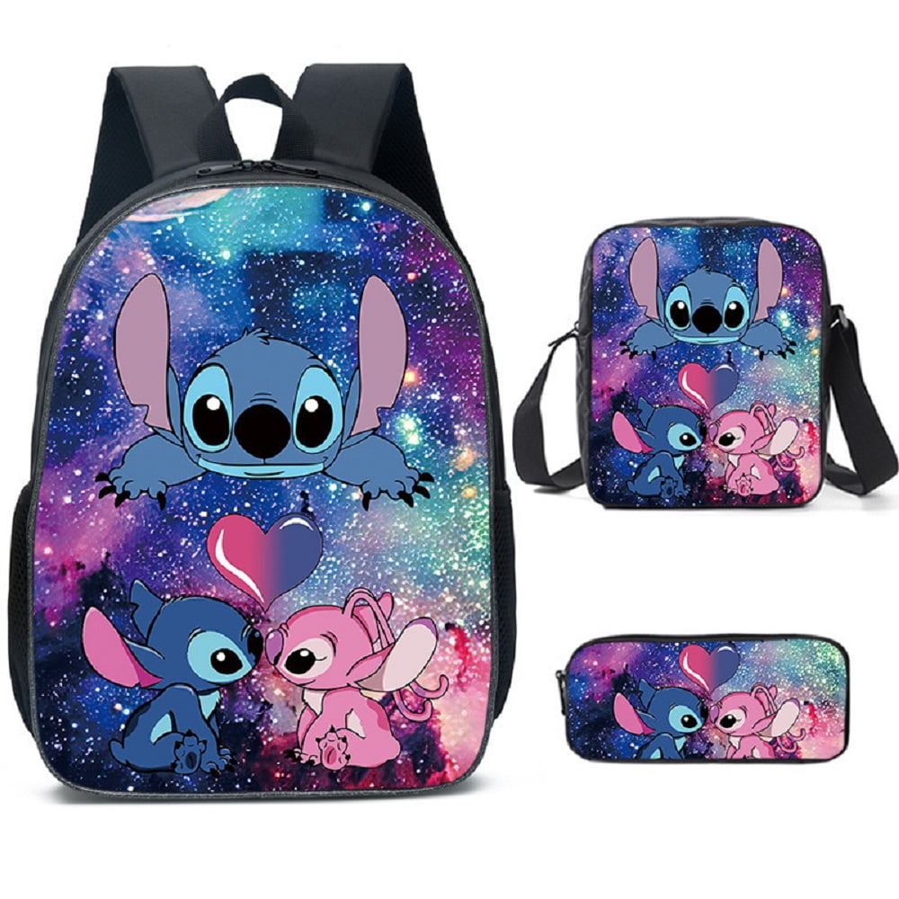 ZLZL Children Stitchh Backpack, 3 Pcs Anime Shoulder Bag, Satchel ...