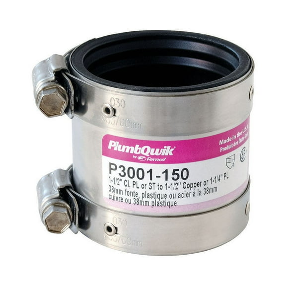 Fernco Schedule 40 1-1/2 in. Hub x 1-1/2 in. Dia. Hub Neoprene Rubber Shielded Coupling
