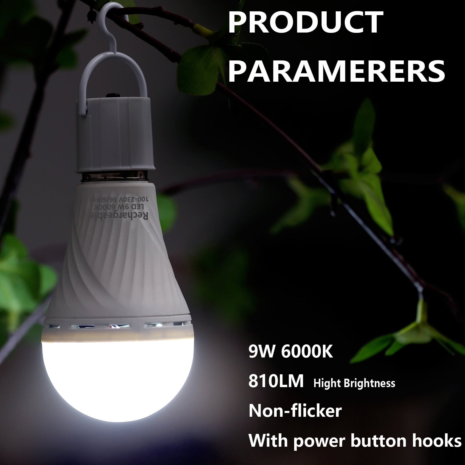 Rechargeable Emergency Light Bulb 【1 YEAR WARRANTY】 E27 2400mAh 5 hours 9W-60W  Stay Lights Up When Power Failure,  LED Light Bulbs for Home , Camping , Tent