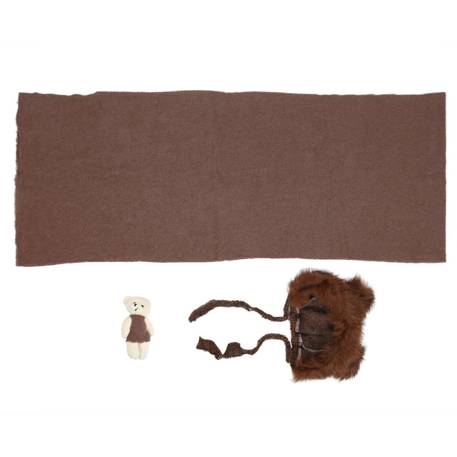 Juego de 3 accesorios para fotografía de bebés, gorro, manta, juguete, disfraz para recién nacidos, color café