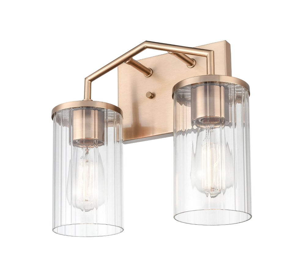 Millennium Lighting  Beverlly Bathroom Vanity Light Fixture with Clear Beveled Glass Shades 2 Light - Modern Gold