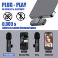 thumbnail image 2 of Microphone Cravate Sans Fil, Micro à Revers Sans Fil pour YouTube, Diffusion en Direct Facebook, Enregistrement Audio/vidéo Compatible avec iPhone/iPad, Micro à Synchronisation Automatique pour Vlogueurs, Entrevue, 2 of 9