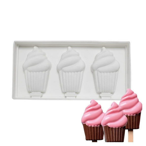 2/1pcs Silicone Molds Large Cakesicles Silicone Mould Cupcake Shape Homemade Cake Pop Mold With 3 Wooden Sticks For DIY Cakesicle Dessert Mold