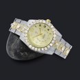thumbnail image 2 of Solitaire Men's 2 Tone Gold Finish Simulated Diamond Water Resistance Steel Back Watch 45MM, 2 of 6