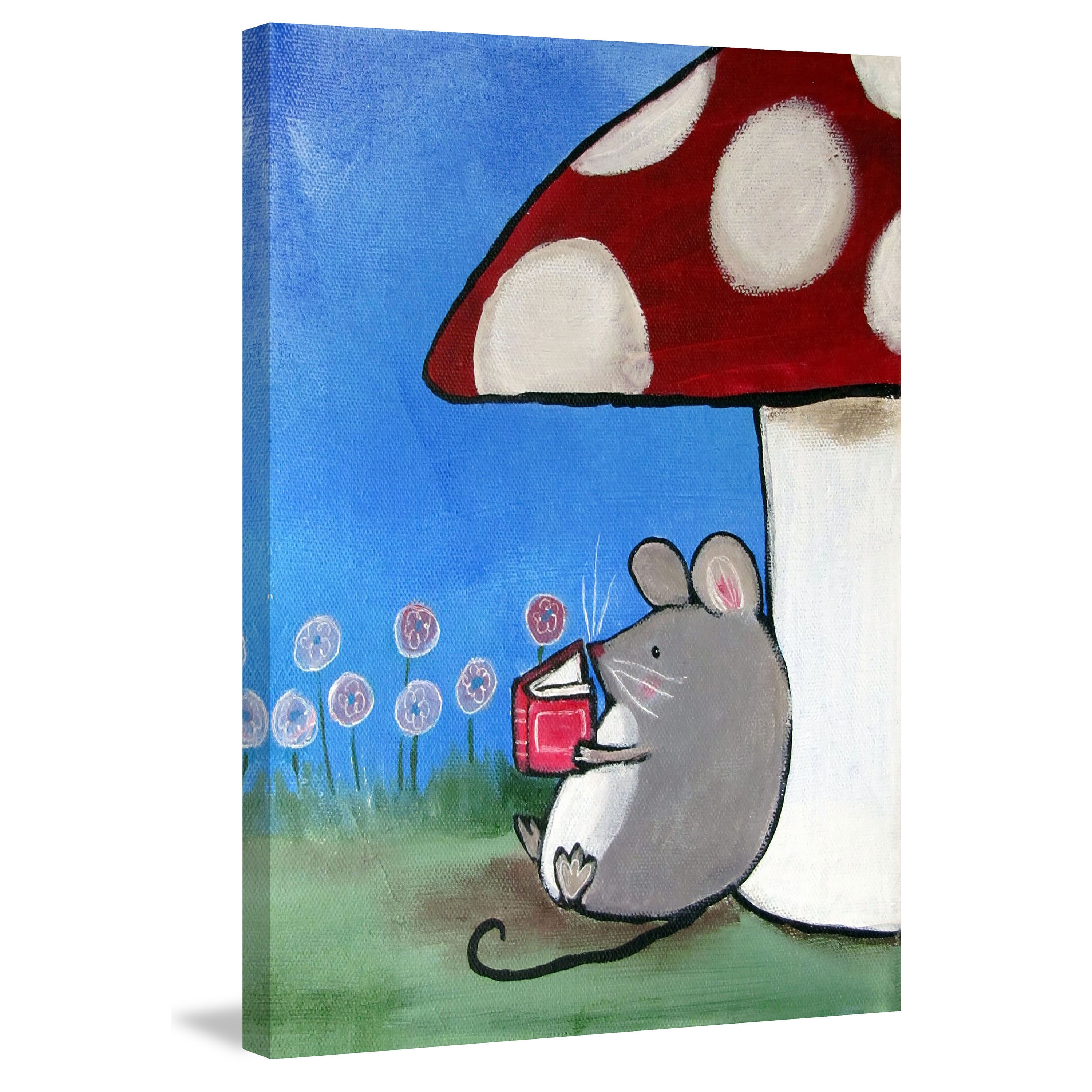 Marmont Hill "Book Mouse" by Andrea Doss Painting Print on Wrapped Canvas