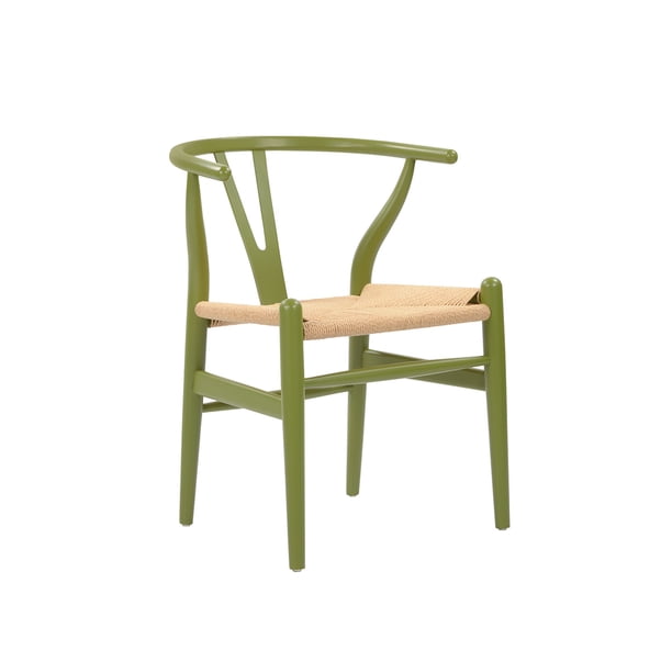 Silla Réplica CH24 Wishbone Estilo Contemporáneo Color Verde GAIA Wishbone