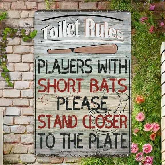 Warning Player With Short Bats Please Stand Closer To The Plate Funny Retro Look 8X12 Inch Metal Decoration Crafts Sign for Home Kitchen Bathroom Farm Garden Garage Inspirational Quotes Wall Decor