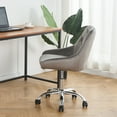 thumbnail image 4 of Modern Velvet Swivel Home Office Desk Chair with Wheels, Upholstered Cute Desk Chair with Lift Adjustment, Ergonomic Comfortable Office Chair for Living Room, Bedroom, Office, Vanity and Study, Gray, 4 of 5