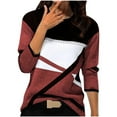 thumbnail image 2 of Aloohaidyvio Tops and Blouses ,Womens Casual Stitching Contrast Color Long Sleeve T-Shirt Blouse, 2 of 5