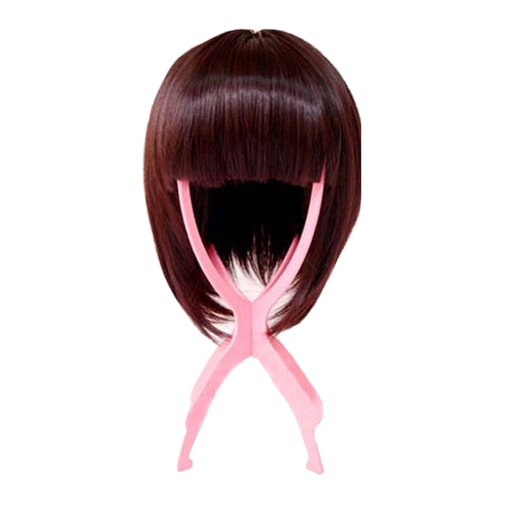 Pink Plastic Wig Stand Folding Hair 