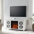 thumbnail image 2 of Evelyn&Zoe Colton Rectangular TV Stand with Log Fireplace for TV's up to 55", White, 2 of 9