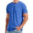 thumbnail image 2 of Men's T-Shirt Cotton Blend Summer Round Neck Short Sleeve Casual Top Comfort Stretch Breathable Fabric Casual Daily Gym Workout Streetwear Beach | Zenithor,Blue XL, 2 of 7