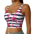 thumbnail image 2 of Goofa Dark Blue Stripes and Flamingos Printed Sports Bras for Women, High Impact Running Bra Workout Crop Tank Tops Longline Sports Bra Push up-XX-Large, 2 of 9