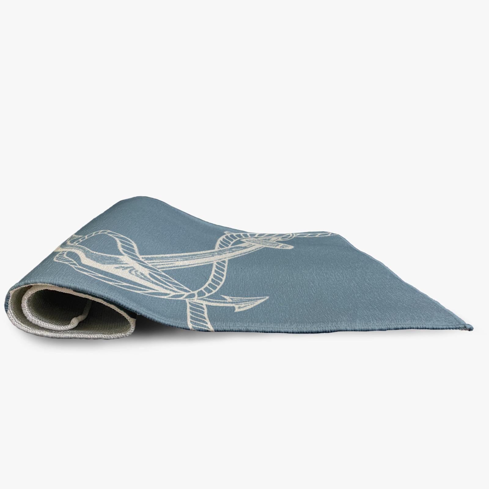 E by Design Anchored Nautical Indoor/Outdoor Rug - Dusty Smoke - 2 x 3 ft.